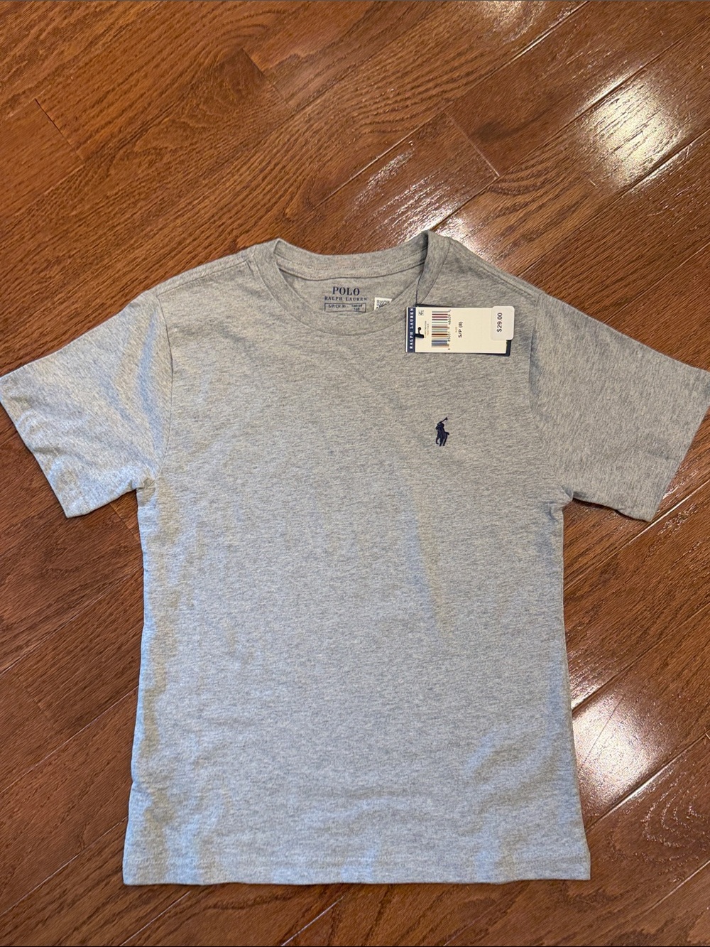 NWT Polo by Ralph Lauren Light Gray Short-Sleeve Crewneck Tee with Navy Pony